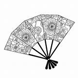 Hand Fan Coloring Page sketch template