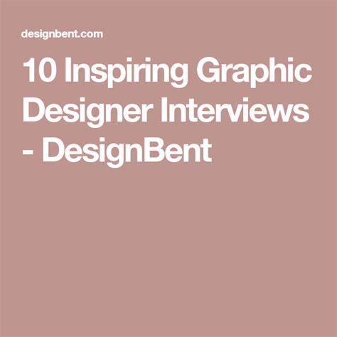 10 Inspiring Graphic Designer Interviews - DesignBent | Graphic design interview, Graphic design ...