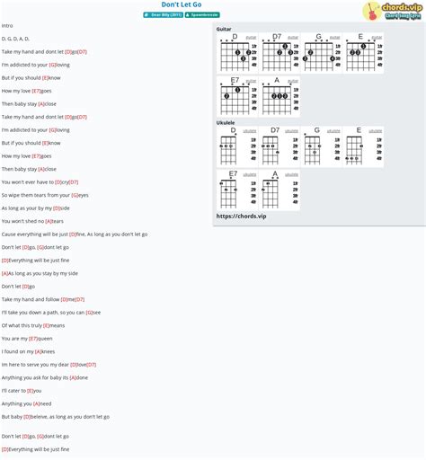 Chord: Don't Let Go - tab, song lyric, sheet, guitar, ukulele | chords.vip