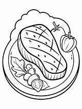Roasted beef Steak With Vegetables coloring book Pages For Children And  sketch template