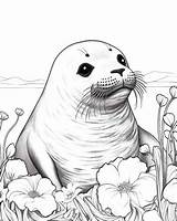 Seal Monk Coloring Pages Color Animals Printable Print Turtle  sketch template