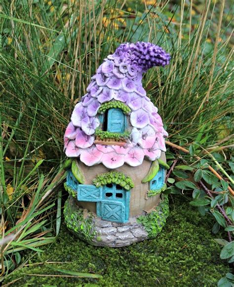 Flower Roof Fairy House Solar Garden Ornament Pixie Lawn Secret Gift Garden & Outdoors Garden ...