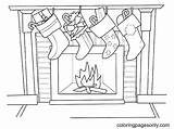 Fireplace And Stockings Coloring Pages  Free Printable sketch template