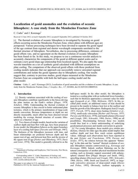 Localization of geoid anomalies and the evolution of oceanic