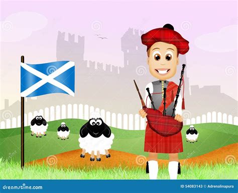 Scottish man stock illustration. Illustration of bagpipe - 54083143