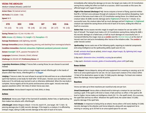 Dungeons and Dragons' Vecna 5e Statblock Revealed | TechRaptor