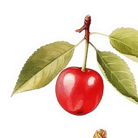 Premium Photo | A drawing of a cherry with a leaf that says cherry on it.