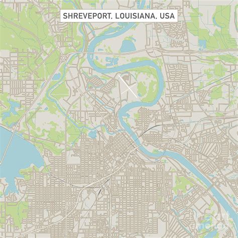 Shreveport Louisiana US City Street Map Digital Art by Frank Ramspott - Fine Art America