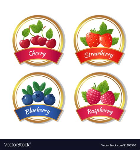 Berry jam and marmalade labels fresh summer Vector Image