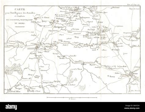 SIXTH COALITION WAR 1814. Battles Soissons Craonne Laon Reims. Aisne, 1819 map Stock Photo - Alamy