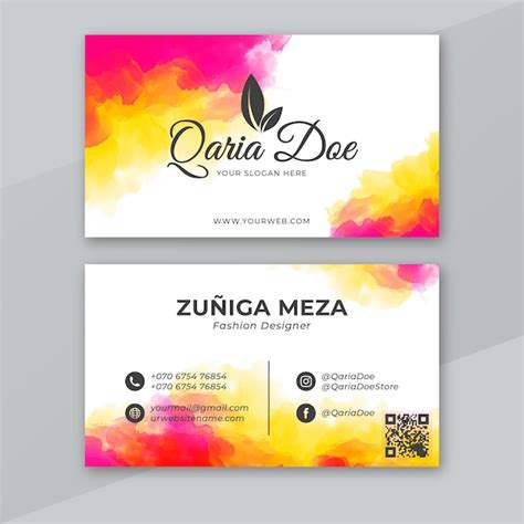 Free Vector | Watercolor paint dipped business card template