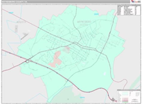 Waynesboro County, VA Zip Code Wall Map Premium Style by MarketMAPS