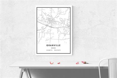 Granville map print poster canvas Granville Ohio US city map | Etsy