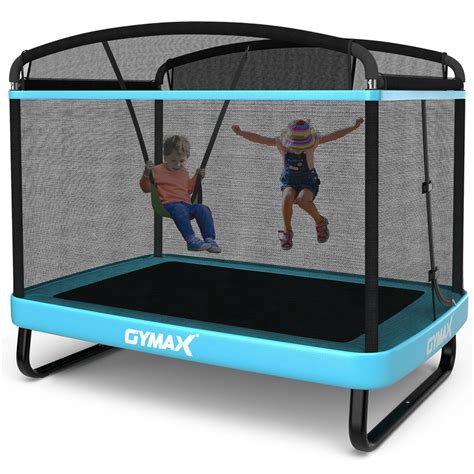 Gymax 6FT Recreational Kids Trampoline W/Swing Safety Enclosure Indoor/Outdoor Blue - Walmart.com