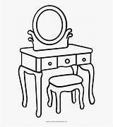 Table Dressing Coloring Kleurplaat Dresser Furniture Vanity Pages Line  sketch template
