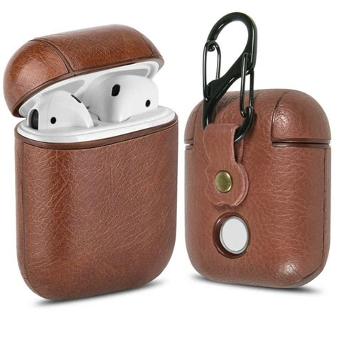 Leather AirPods Case Cover with Keychain Clip, CoreLife Protective Hard ...