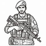 Soldier With Weapon Coloring Page sketch template