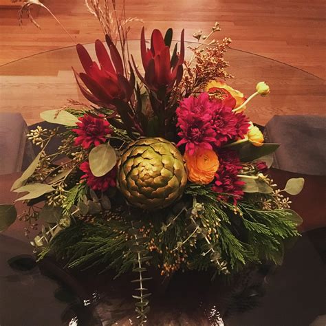 Holiday centerpiece - artichoke : Arrangements $55 - $75 : Showcase - Design n Bloom