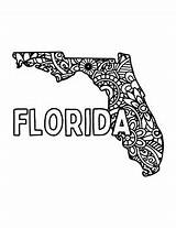 FLORIDA Coloring Pages State Name / Shape & Floral Mandala By Fresh Hobby sketch template