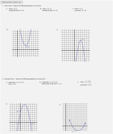 Graphing A Parabola From Vertex Form Worksheet Answers — db-excel.com