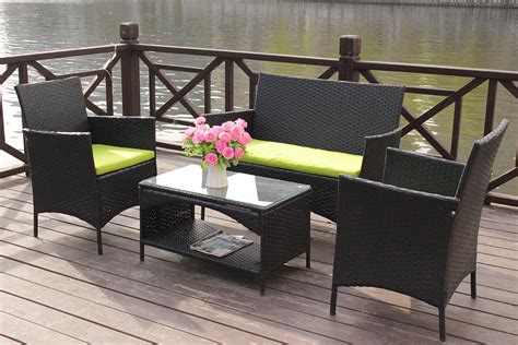 4pcs Outdoor Rattan Patio Wicker Furniture Set Garden Relax Sofa Table ...