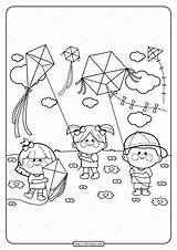 Printable Kite Coloring Page sketch template