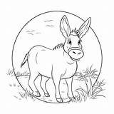 Donkey Coloring Pages – Corner sketch template