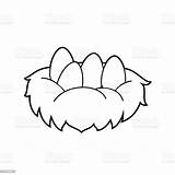 Easy Coloring Cartoon Vector Illustration Of A Nest With Four Eggs On  sketch template