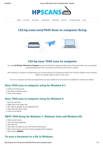 Hp envy 7645 printer scan to computer setup - hpscans by hpscans setup ...