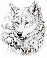 Wolf Coloring Pages for Adults  Premium AI Generated Image sketch template
