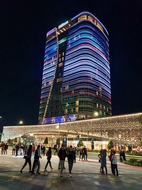 Tashkent City District, Building of Hotel Hilton, Five Stars Walking Street. Editorial ...