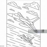 Attack Aircraft Coloring Book Page Stock Illustration  Download Image sketch template