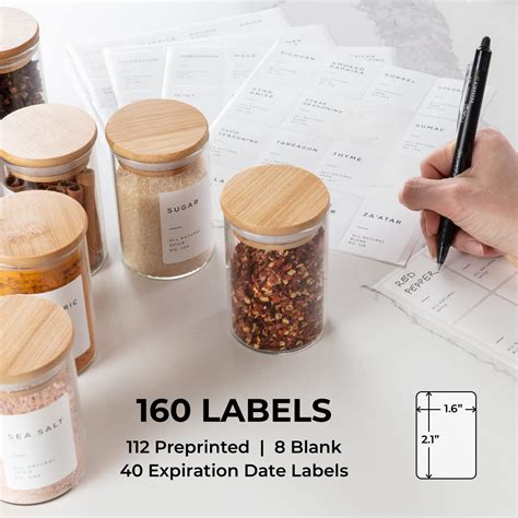 Bloomondo 160 Waterproof Spice Jar Labels Preprinted 2.1x1.6in Spice Label for Empty Spice Jars ...