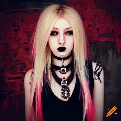 Emo girl with gothic fashion and unique hair color on Craiyon