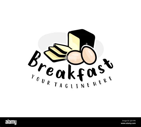 Breakfast, bread, eggs, meal and food, logo design. Catering, canteen ...