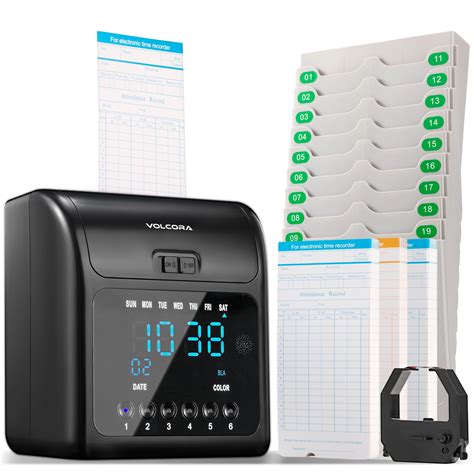 Volcora Time Clock for Employees with 150 Time Cards, 1 Ink Ribbon, 1 Rack, Punch Time Clocks ...