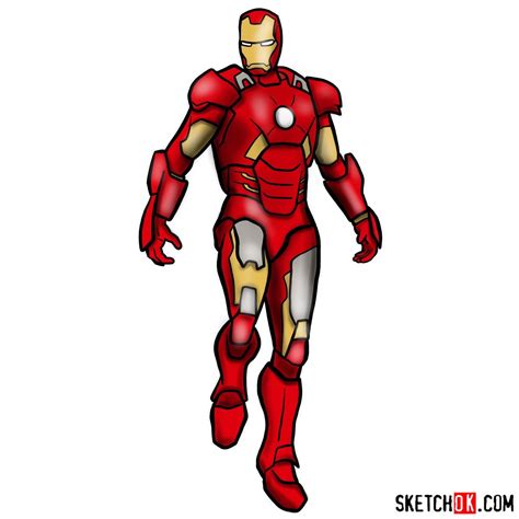 How to draw Iron Man in full growth - Step by step drawing tutorials | Iron man drawing, Iron ...