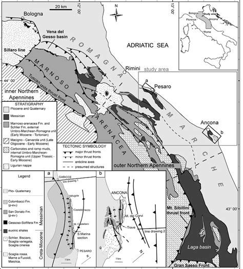 -Schematic geological map of the Northern Apennines. Messinian deposits... | Download Scientific ...