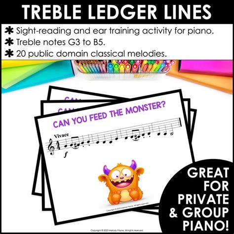 Bass Clef Ledger Lines Game - Feed the Music Monster Sight-Reading & Ear Training - Melody Payne ...