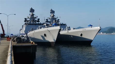 INS Satpura and Sahyadri Shivalik Class Multi-role Frigates docked in Sasebo Japan for Ex ...