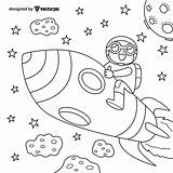 Space rockets Coloring Pages For Kids & Adults Design Free Vector sketch template