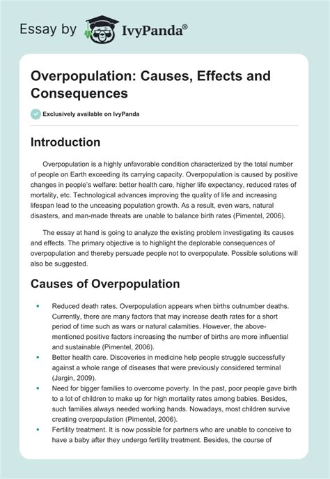 Overpopulation: Causes, Effects and Consequences - 1146 Words | Essay ...