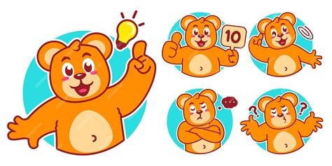 Premium Vector | Bear cartoon stickers