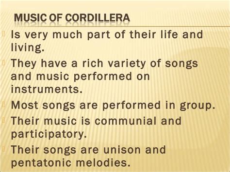 Music 7 lesson #1 music of cordillera