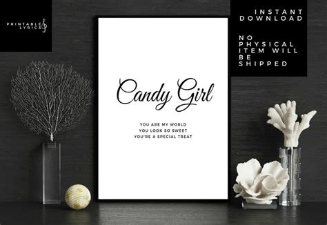 Candy Girl R&B Lyrics wall art Song Lyrics | Etsy