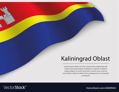 Wave flag of kaliningrad oblast is a region Vector Image