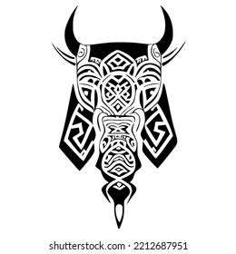 Bull Traditional Tribal Tattoo Design Vector Stock Vector (Royalty Free ...