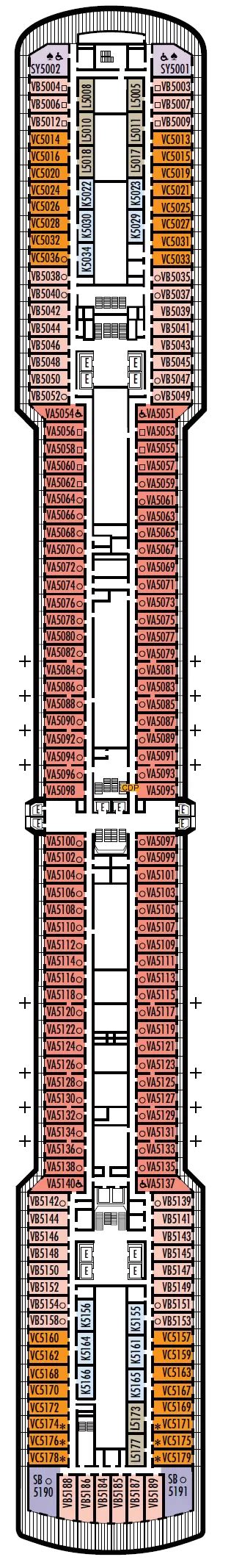 Zuiderdam Verandah deck 5 plan | Cruisedeckplans.com