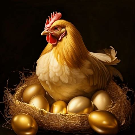 chicken lays a golden egg illustration 26727595 Stock Photo at Vecteezy