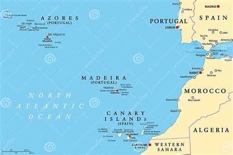 Azores, Madeira, and Canary Islands, Autonomous Regions, Political Map ...